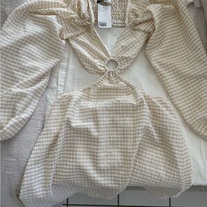 Beige Checkered Women's Top